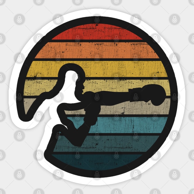 Boxing Boxer Silhouette On A Distressed Retro Sunset product Sticker by theodoros20